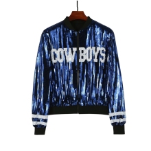 Shimmering Navy Cowboy: Discover the Luxurious Sequin Jacket Trend