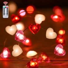 10ft LED Red Pink White Heart-Shaped Twinkle Fairy Lights