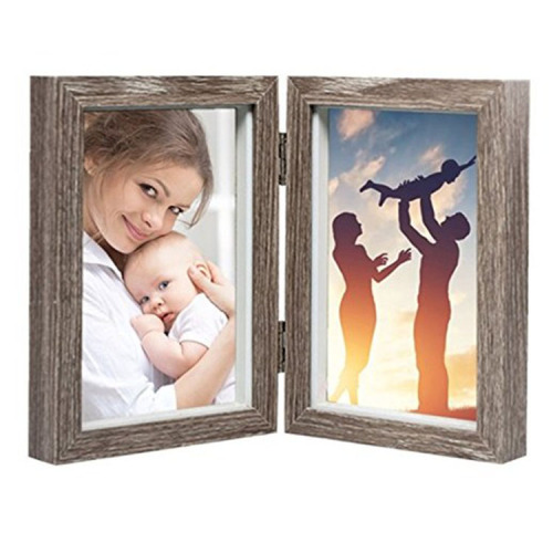 Wood Photo Double Picture Frame With Glass