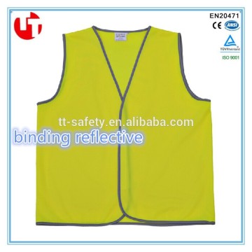 cheap fluo yellow mesh fabric grey binding reflective safety vest
