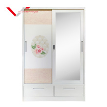 Exquisite Flower Transfer 2 Door Closet with Drawers - Steel Wardrobe Almirah Cabinet