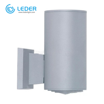 LEDER, lámpara de pared exterior LED cilíndrica gris