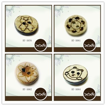 2 Holes Laser Engraved Coconut Shell Button for Coats