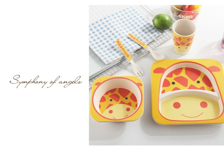 Bamboo Fibre 5 PCS Deer Printed Children Dinner Set