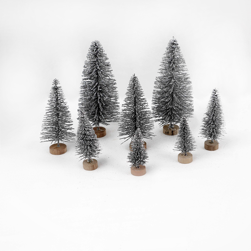 8pcs/set Artificial Mini Christmas Tree Snow Frost Small Pine Tree DIY Crafts Desktop Decoration Christmas Decoration Ornaments