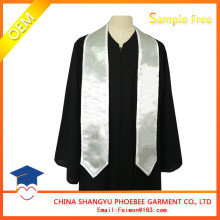 Hot Sell Graduation Trimming Stole Silver and White