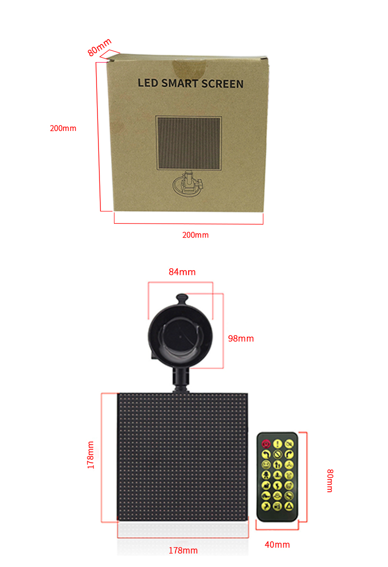 High Resolution 64x64 Pixel LED Smart screen Car Rear Window Display LED APP Programmable Car Sign LED Smart Car Screen