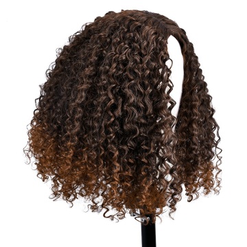 Afro Curly Synthetic Hair Bob Wig Black Ombre Brown blonde Curly bob Wig Short Middle part Curly  afro wig synthetic hair vendor