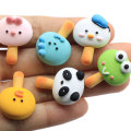 Dibujos animados de resina piruleta galleta Animal Artificial Panda Flog parte trasera plana para caja de teléfono Kawaii DIY artesanía juguetes de casa de muñecas