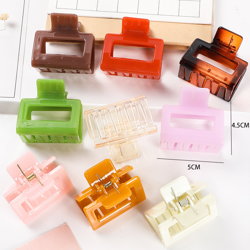 multi colors mini cute claw acrylic hair clip girls geometric square round women korean hair claw wholesale