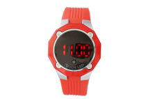 Polygon Ladies Silicone Led Watch Red Rubber Bracelet Electronic Countdown Watch
