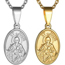 Yiwu Aceon Stainless Steel Oval Devil Grim Reaper Skull ST.JUDE Pendant