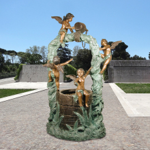 Custom colorful metal craft bronze cherub fountain statue sculpture