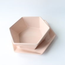 Modern design plates sets dinnerware pink polygonal tableware 24 sets of colorful glazed tableware