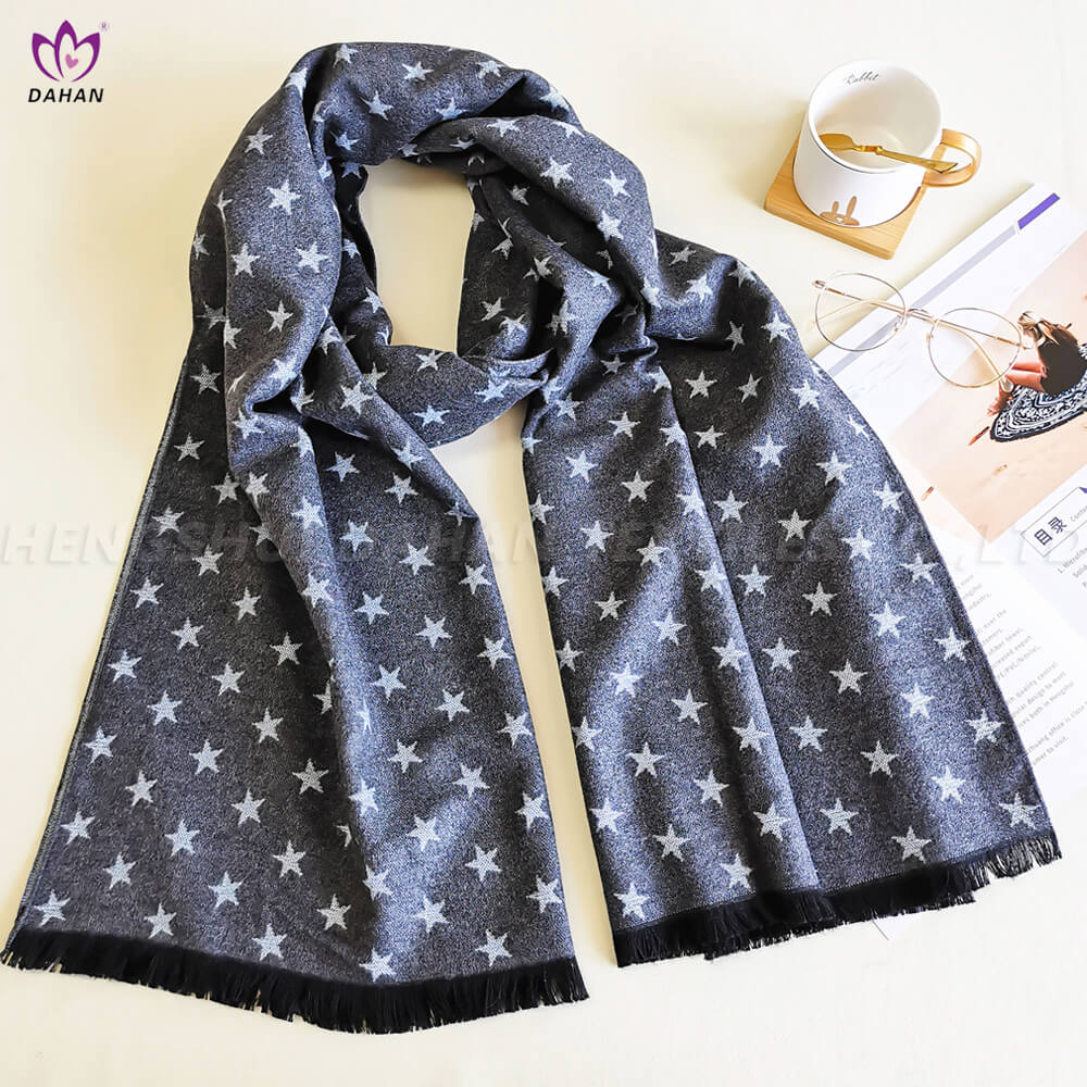 Bk109 Star Jacquard Tassel Scarf 5