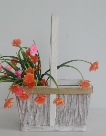 rectangular wood bark flower basket