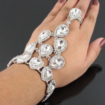 Lead&cadmium Fashion Jewelry Crystal Teardrop Stretch Bracelet & Ring Set
