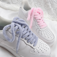 White Pink Fuzzy Shoelaces for SB Dunks and Converse Canvas Sneakers