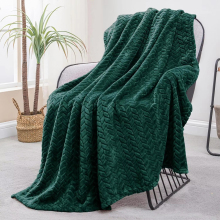 In Stock Large Wheat Jacquard Weave Soft Flannel Fleece Throw Blanket