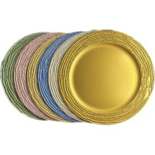 Elegant 13-inch Gold Wedding Decorative Plastic Plate