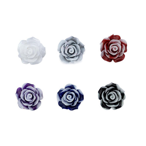 Kawaii Two-tone Roses Flatback Resin Rose Flowers Cabochons Scrapbooking Craft DIY Hair Bow Decoration Headwear Accessories