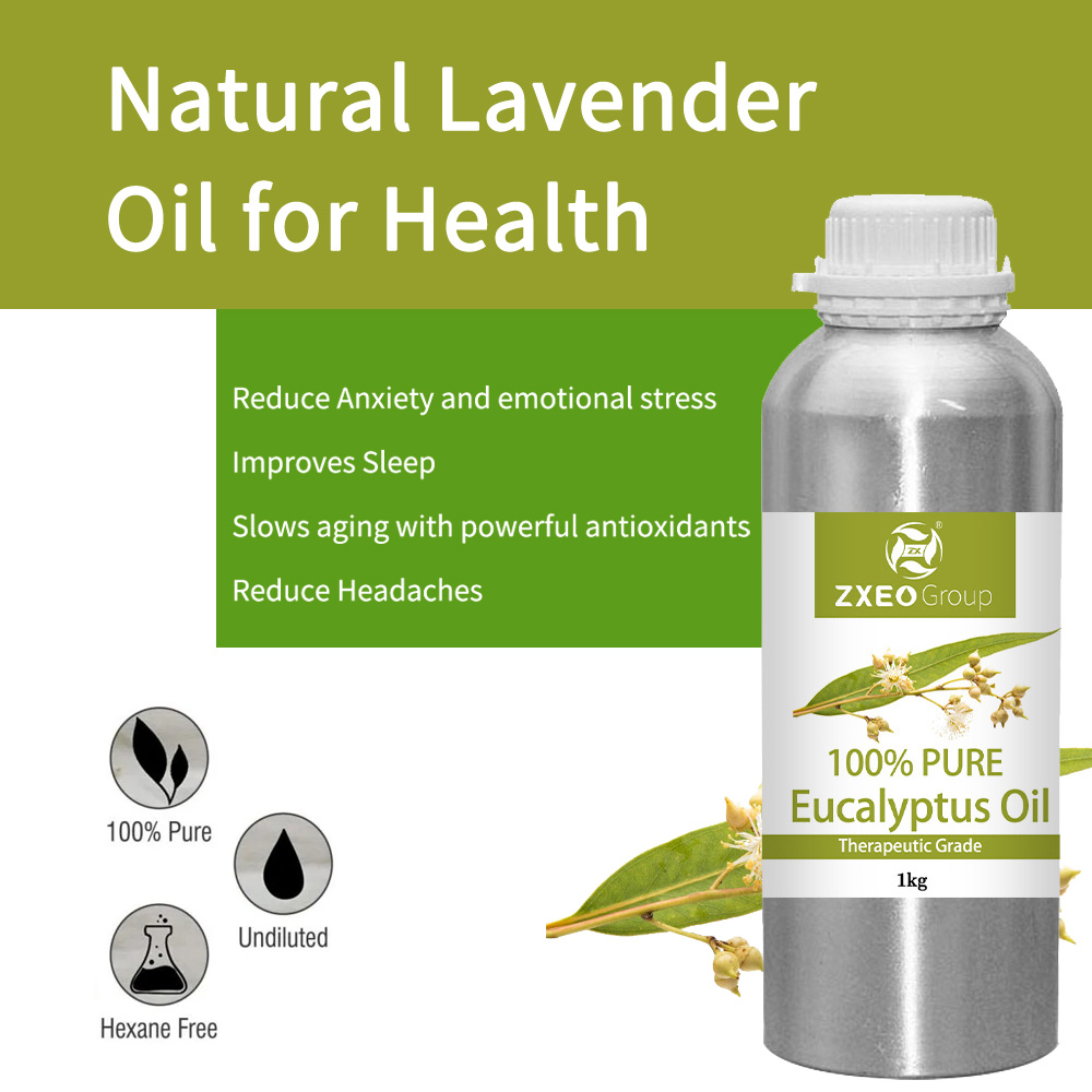 100% de óleo de eucalipto destilado a vapor natural e orgânico volume essencial