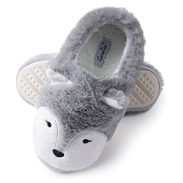 Women Cute Animal Slippers Fox Comfort Plush Memory Foam Warm House Slippers Indoor Outdoor