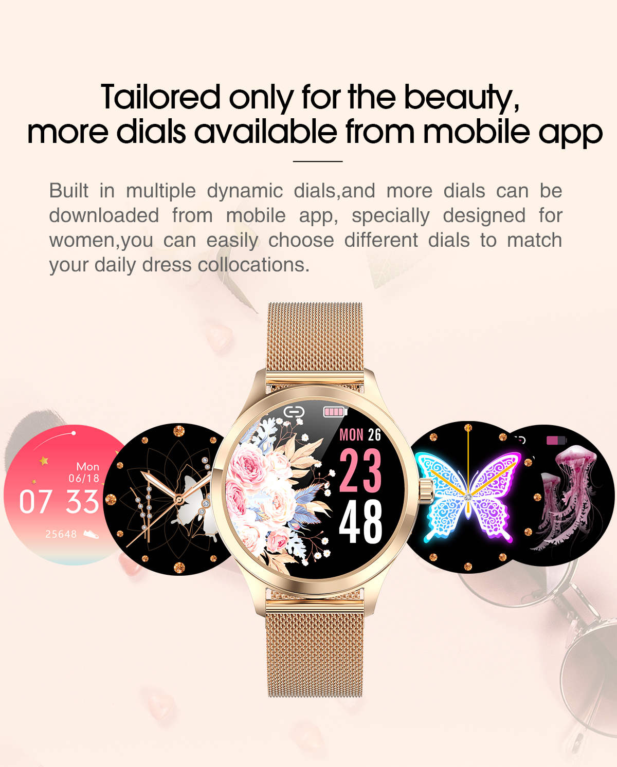 LW07 Steel Mesh Smartwatch IP68 Waterproof Heart Rate Classic Smart Watch for Girls Women