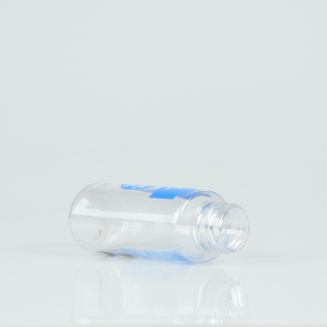 Botol pet plastik oval datar dengan tutup aluminium