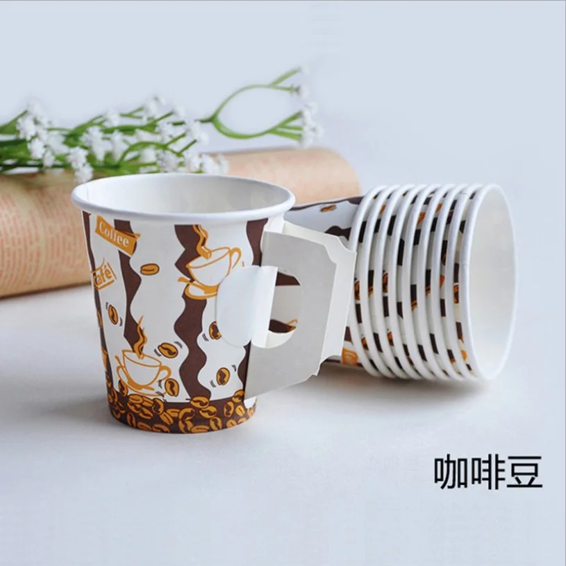 7oz Coffee Paper Cup with Handle Coffee Hot Paper Cup/Disposable Tea Cup with Handle, Paper Cup with Handle