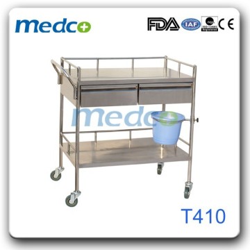 Hospital stainless steel hand trolley cart T410