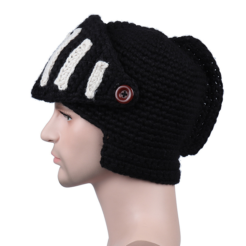 Roman knight knitted hat gladiator mask hat (4)