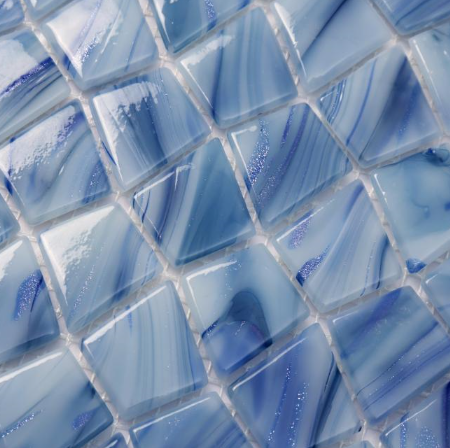 Blue star powder pattern glass mosaic