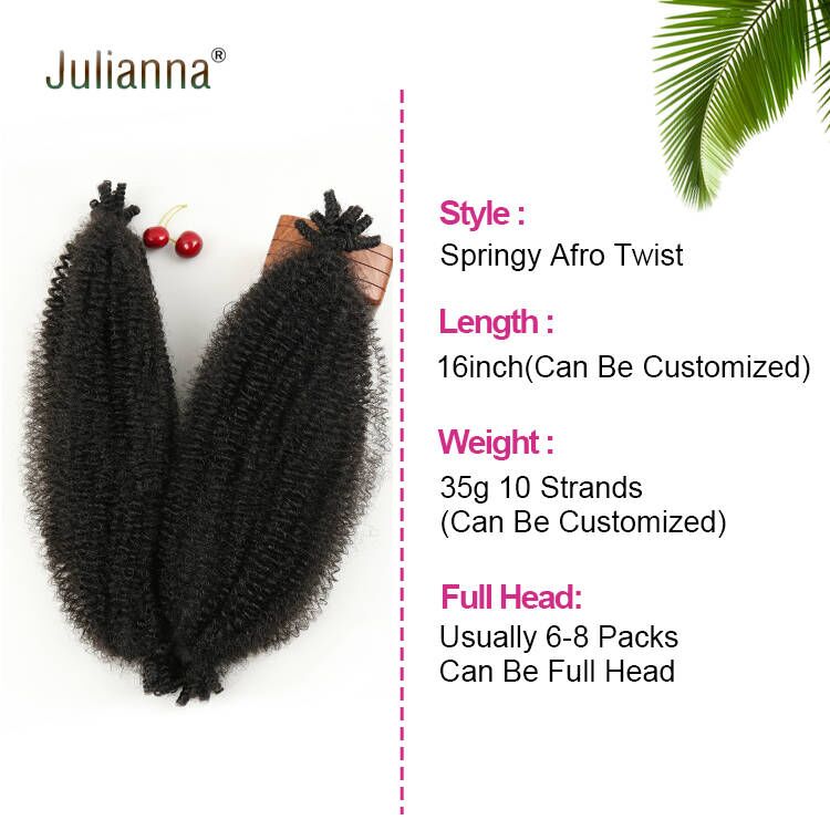 Julianna 16 24 28 Inch Expression Pre-Fluffed Poppin Twist Springy Afro Twist Crochet Braiding Hair Afro Spring Twist