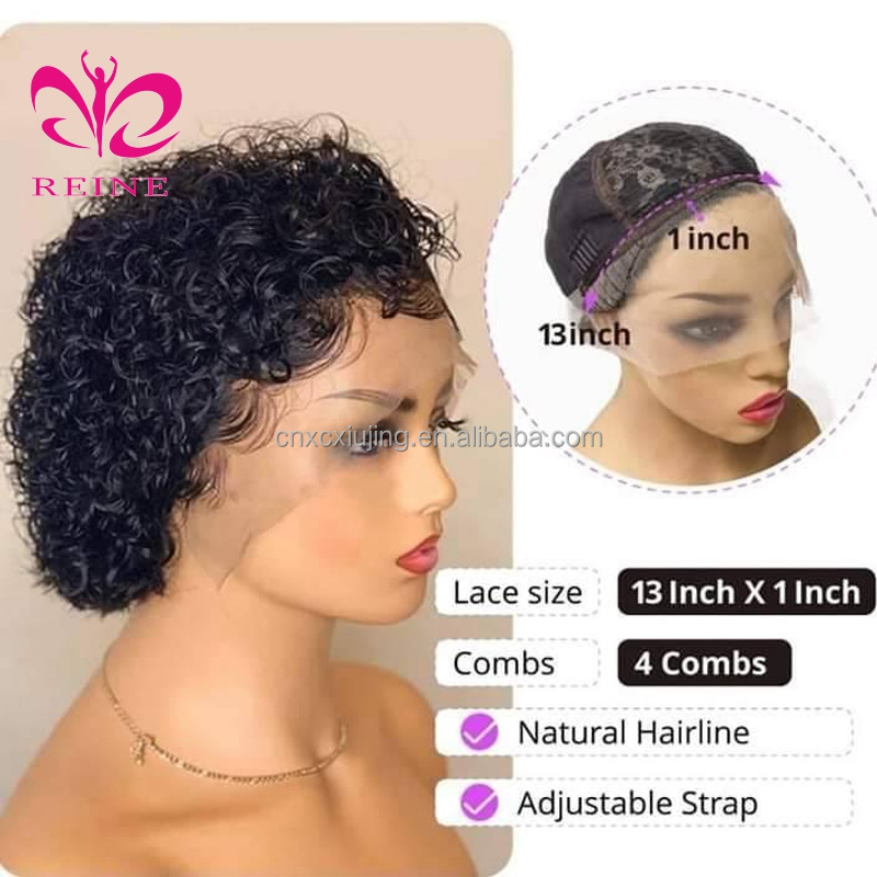 Virgin Human Hair Short Wigs,Cambodian Cuticle Aligned Wholesale Price Wigs 13*4*1 T part  Lace Front Pixie Cut Wig