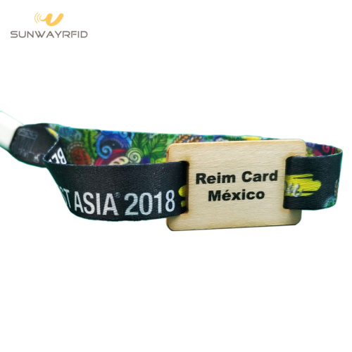 13.56mhz Fudan F08 Wooden tag Woven Wristband