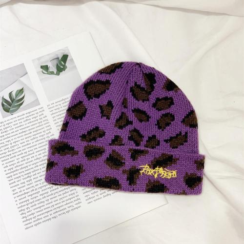 Chapéus de malha bordados com leopardo para meninos e meninas