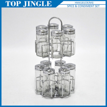 2 tiers 12pcs rotatable seasoning container rack