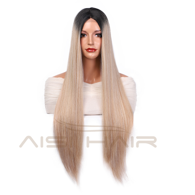 Aisi Hair New Design Long Silky Straight Wigs Ombre Blonde Swiss Lace Wig Synthetic Hair Lace Frontal Wigs For Black Women