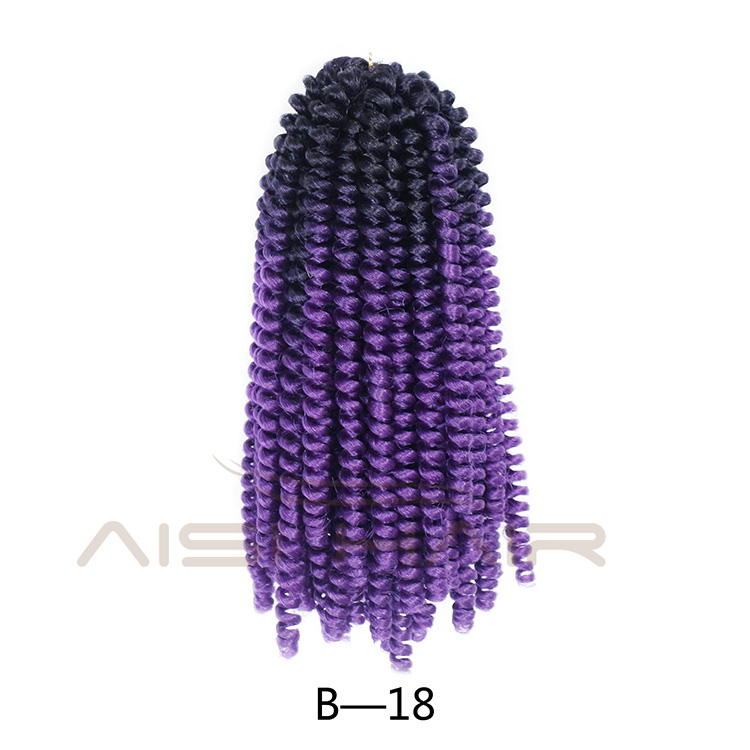 Aisi Hair 8 inch Crochet Braids Ombre Spring Twist Hair Synthetic Hair Extensions Braids Kinky Curly Twists Braids for Women