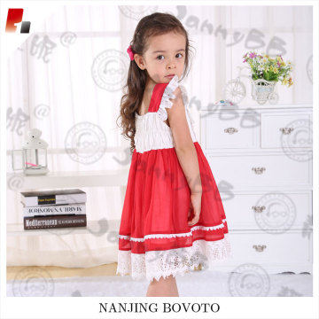 Wholesale girls white lace red tulle dress