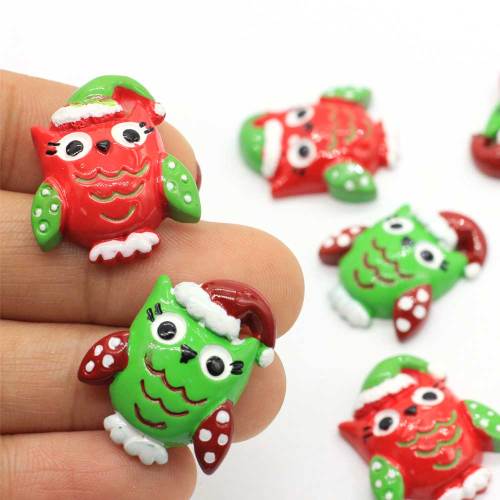 Fantaisie hibou en forme de Cabochon rouge vert majeur Flatback Animal perle à la main artisanat décor perle breloques jouet bricolage ornements