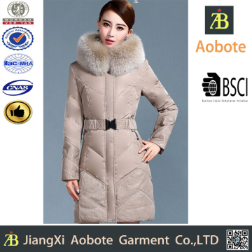 2016 New Fashion Slim Belt Hoody Women Winter Jacket