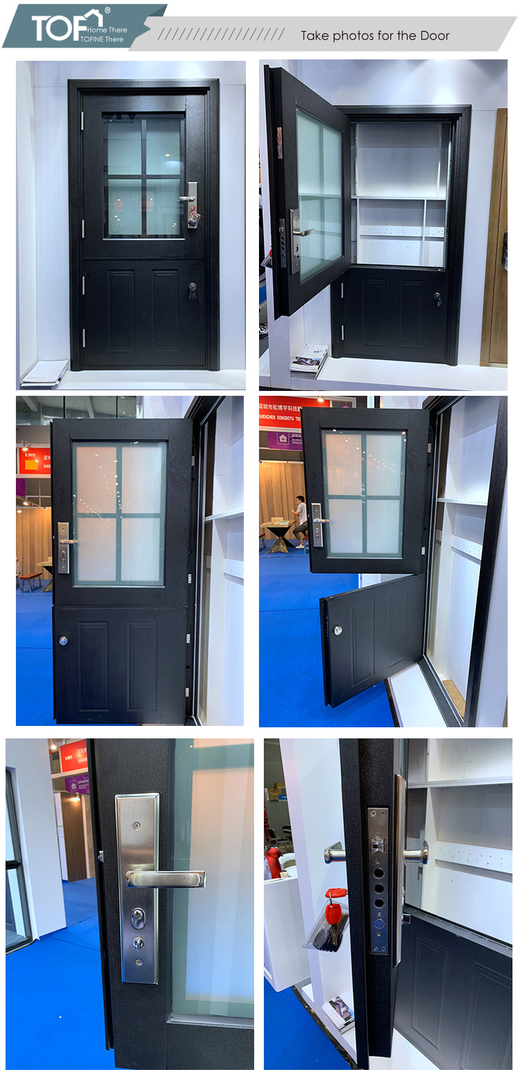 Double Lock Black color Dutch Door Hot Horse Door Stable Door with Simple Iron Grill  Designs