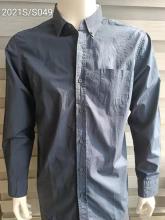 Solid Color Dark Blue One-pocket Men's Shirts