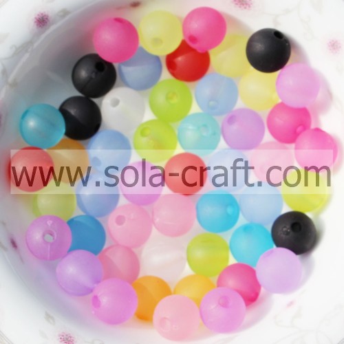 Shinny Jewelry Acrylic Matte Round Smooth Pony 8MM Mixed Colors Beads