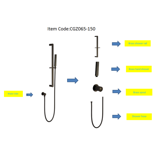 Gun Metal Shower Rail &amp; Hand Shower Set