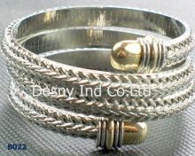 Silver Alloy Metal Wrist Bangles, Cuff Bangle With Rhodium Plated