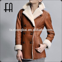Factory wholesale price lady's merino shearing sheepskin leather jacket