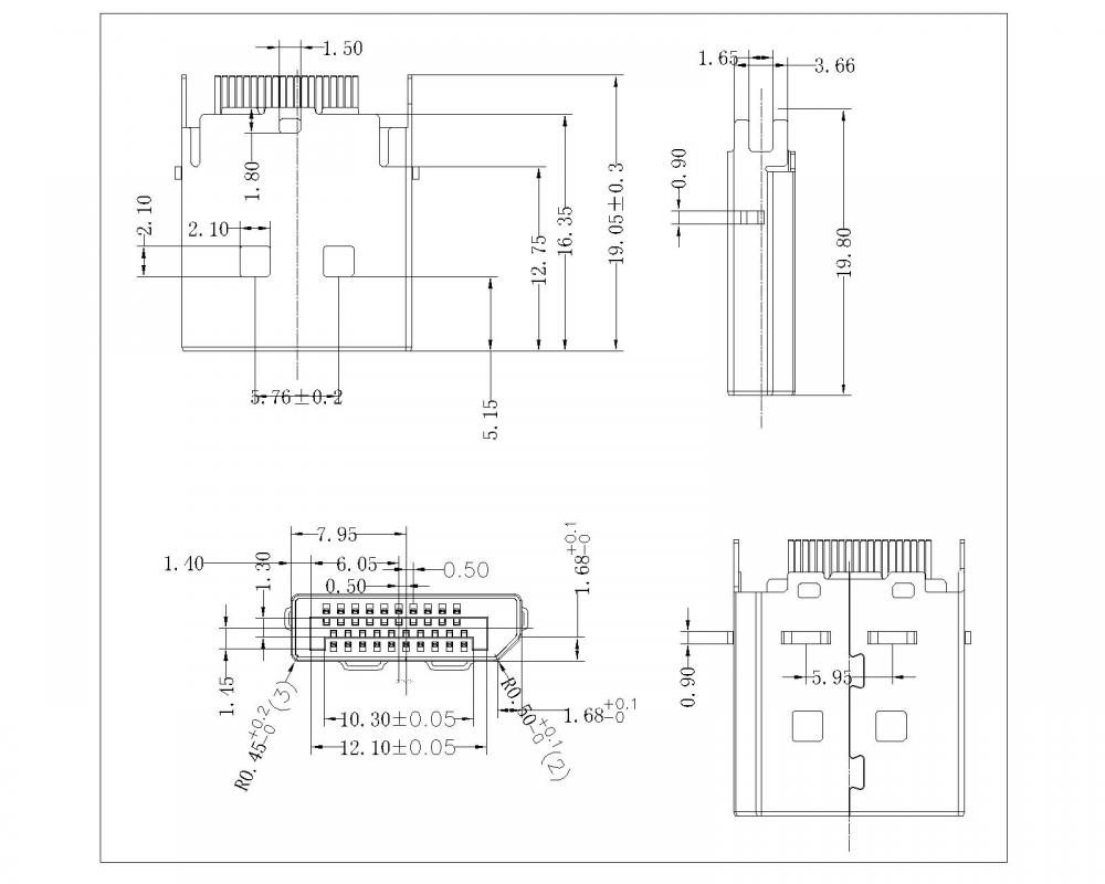 Paparan palam port straddle 1.6mm tanpa kait